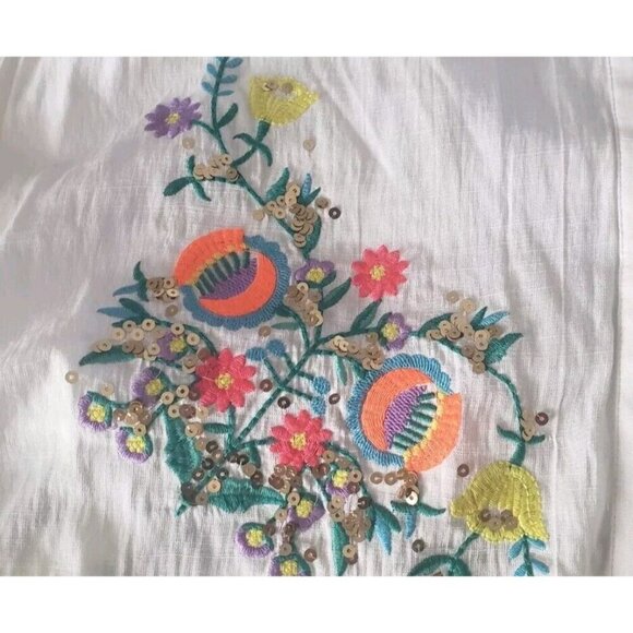 NEW LUXE MODA WHITE EMBROIDERED EMBELLISHED BLOUSE TOP SZ XLARGE - Picture 10 of 10